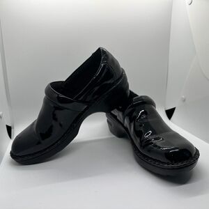 B.O.C. Black Patent Leather Clogs Comfort Slip On Shoes‎ Wide Width 8/39